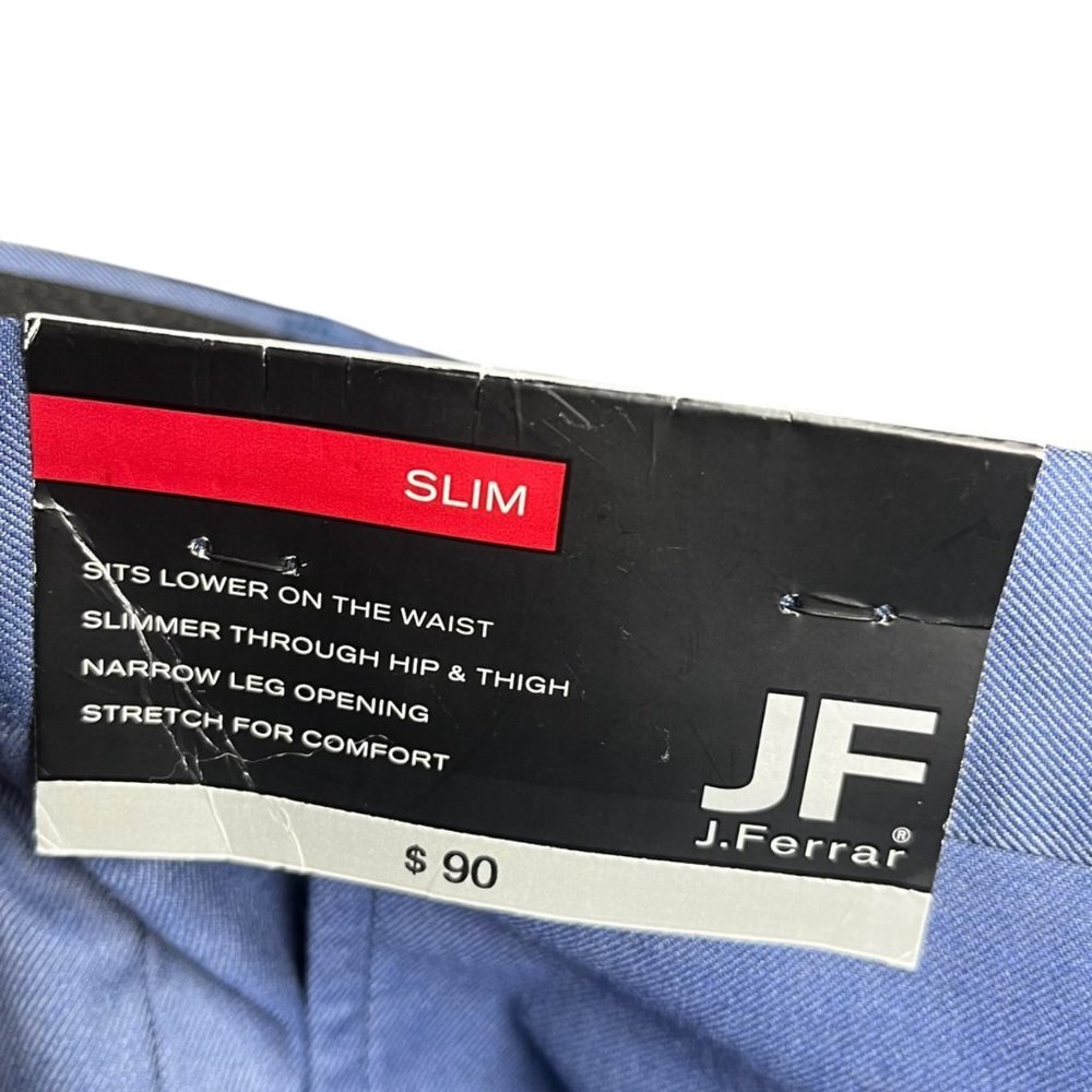 J. Ferrar Men's 34X32 Flat Front Dress Pants‎ Light Blue Twill Office Business - Picture 3 of 8